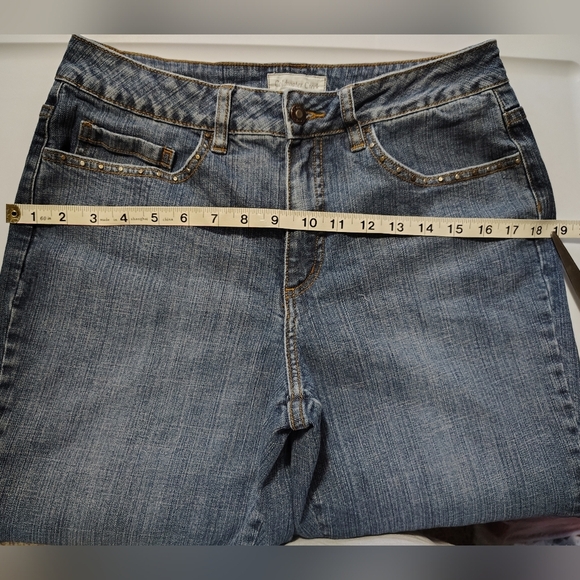 Coldwater Creek women's denim jeans,straight leg,high rise, studs,sz 10,Boho. - Picture 8 of 16